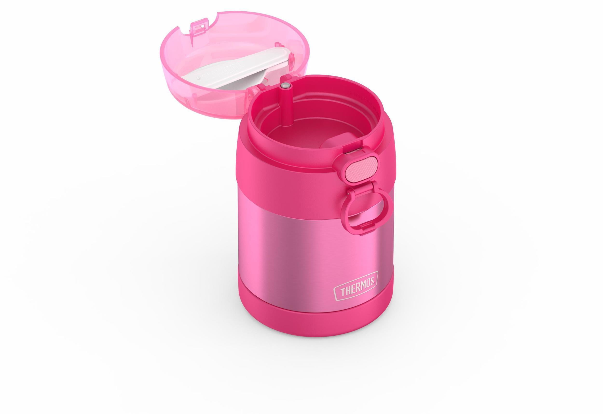Thermos Stainless Steel Vacuum Insulated FUNtainer Food Jar with Snack Top, 295ml, Pink