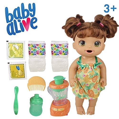 Baby Alive Magical Mixer Doll, Tropical Treat with Blender Accessories, Brown Hair, Ages 3 and Up