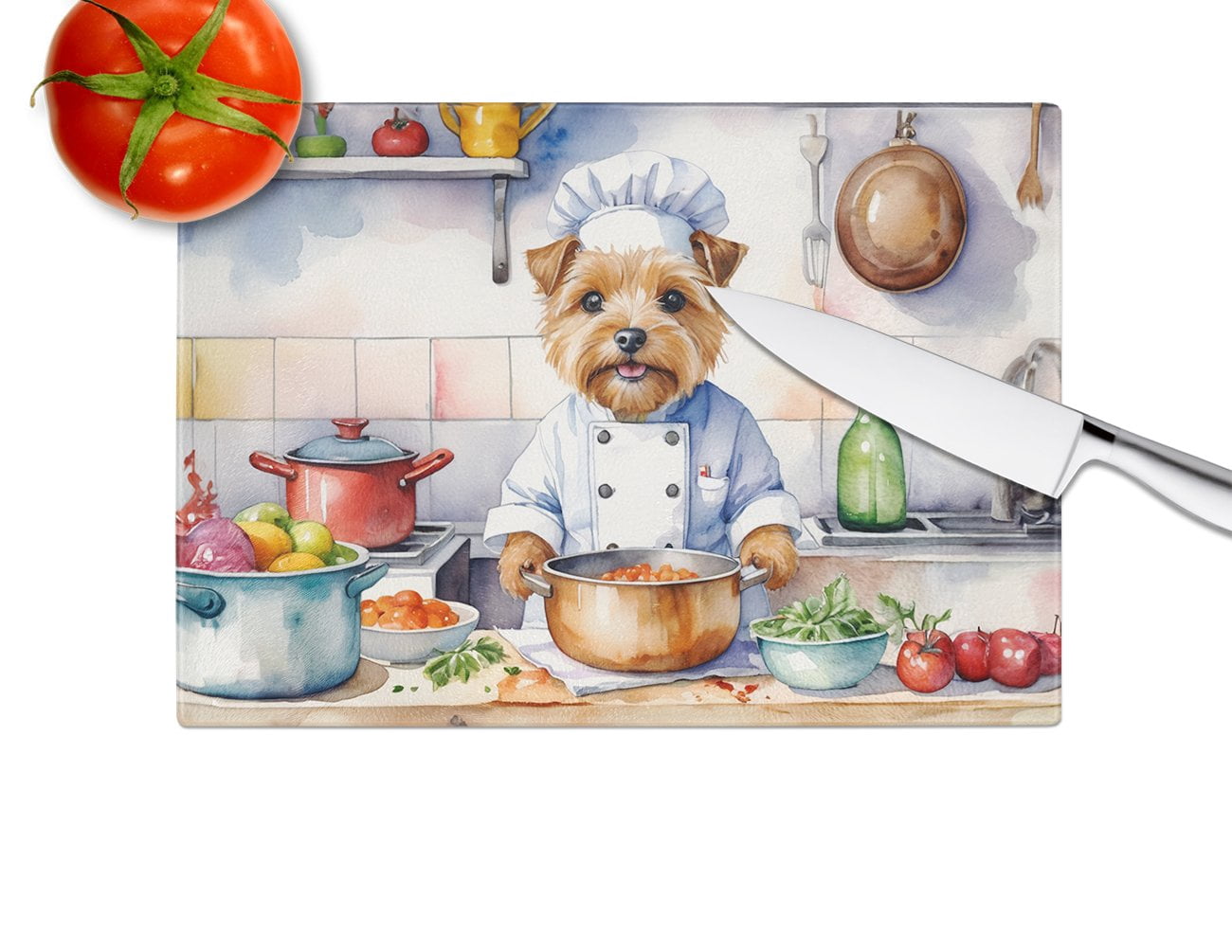 Norfolk Terrier The Chef Glass Cutting Board 12 in x 15 in