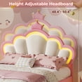 thumbnail image 5 of Afuhokles Queen Size Bed Frame with LED Lights and Princess Crown, LED Velvet Upholstered Platform Bed Frame with Adjustable Headboard, Pink, 5 of 7