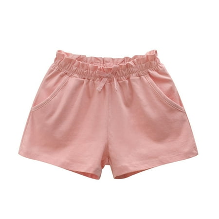 HUITKMM Toddler Kids Girls Shorts Summer Cotton Casual Drawstring Solid Active Bike Short Pants