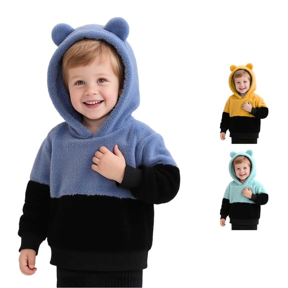 Tanghaowl Kids Sweatshirts Toddler Boys Girls Long Sleeve Casual Patchwork Tops Hooded Pullover Shirts Sweatshirt with Unique Design Blue 4-5 Years