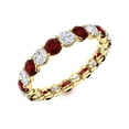 thumbnail image 2 of Mooneye Eternity 3MM Round Garnet Women Wedding Stackable Ring 925 Sterling Silver Gold Vermeil, 2 of 2