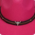 thumbnail image 5 of NOLDARES Cowboy Hats for Kids Vintage Wide Brim Felt Cowboy Hat Girls Cowgirl Hat with Belt Buckle(Hot Pink,3-18 Y), 5 of 7