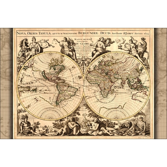 24"x36" Gallery Poster, Nova orbis tabula world map 1694