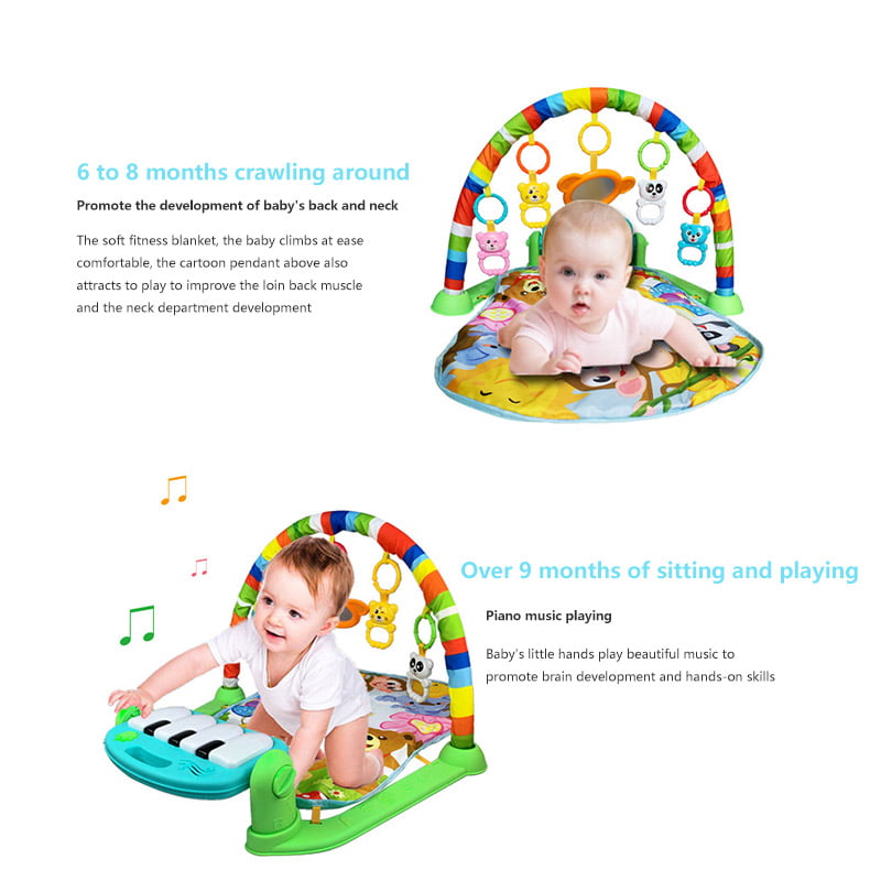 Cuekondy Baby Game Pad,Music Pedal Piano Fitness Toy Activity Gym Rack Blanket Crawling Mat Education Blanket 