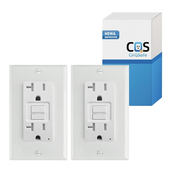 (2-Pack) CirQSafe GPG1120-WTR, 20A 125V White GFCI Electrical Outlet