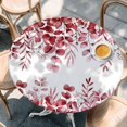 thumbnail image 2 of Red Eucalyptus Leaves Round Tablecloth, Fitted Table Cover with Elastic for 45"-54" Round Tables, Spring Summer Botanical Table Cloth Outdoor Indoor Dinning Party Waterproof Tablecloths, 2 of 7