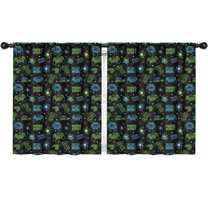 Blackout Kids Curtains,Neon Games Element Black Pattern Childrens Insulated Curtains Set Of 2,Bedroom Essentials,Toddler Room Decor 52"x63"