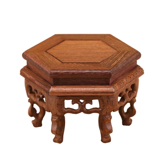 Wooden stand for vase, Chinese plant stand flowerpot base, vintage bonsai stand vase stand with carvings decoration for houseplants home decoration