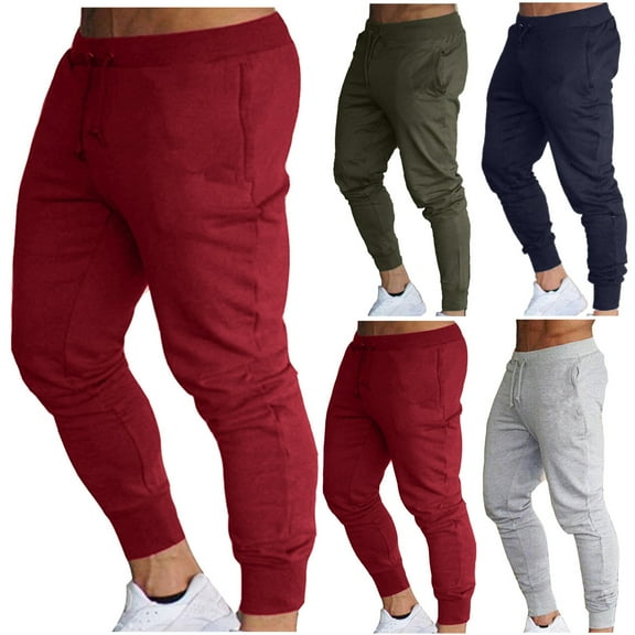 ZRGHAOYLQ Athletic Joggers for Men Gym Fitness Running Pants Active Fit Cinch Buttom Sweatpants Slim Fit Moisture Wicking Jogging Pants with Pockets