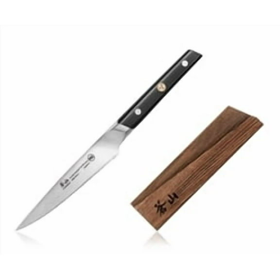 Cangshan TC Series 5-inch Serrated Utility Knife with Wood Sheath - Forged Swedish Steel
