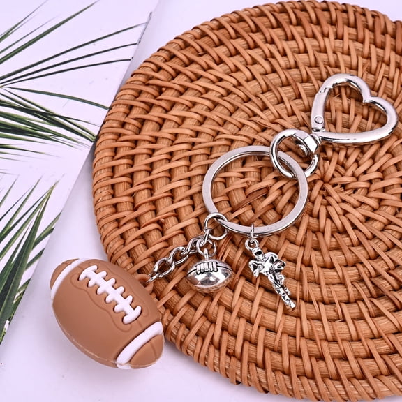 Football Keychains, Led Football Keychain Ugby Soccer Keychains Gift for School Team Player