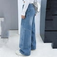 thumbnail image 5 of ATOGUTA Girls Jeans Baggy Denim Pants Elastic High Waist Wide Leg Jeans with Pockets Size 4T-15, Blue, 5 of 5