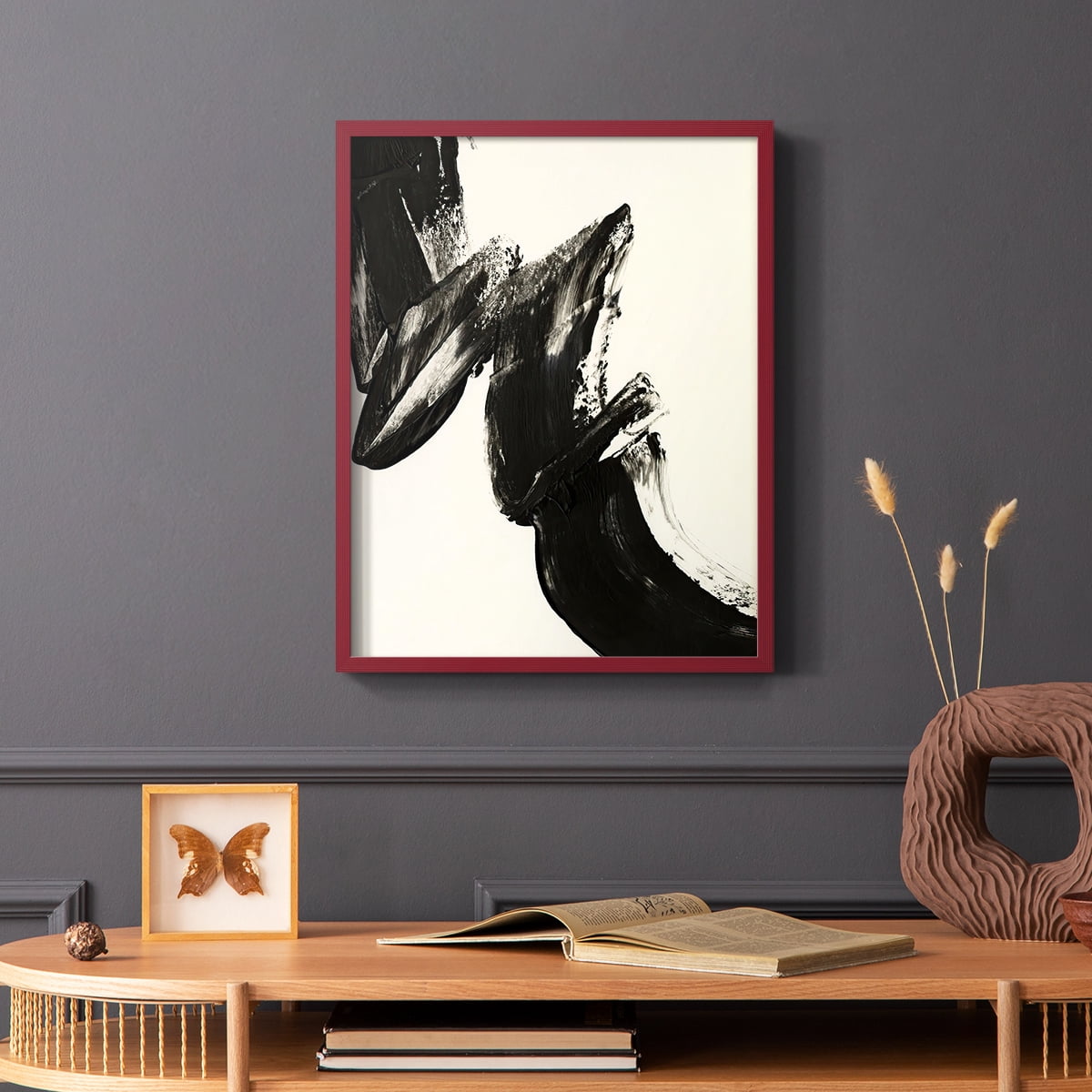 Black Expression II in Red Solid Wood 8 x 10 Framed Print