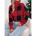 thumbnail image 4 of Chandail de Noël pour Femmes Automne Hiver Tricoté Épais Tendance Ample Basique Rouge P, 4 of 9