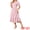 Pink, variant on Women's Tiered Smocked Short Sleeve A-Line V Neck Ruffle Flowy Dress L Pink