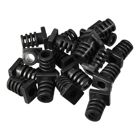 20Pcs Square Strain Relief Cord Boot Protector Sleeve Power Tool Hose Black