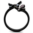 thumbnail image 3 of Luxe Jewelry Designs Women's Black IP Stainless Steel Butterfly Ring with Light Amethyst Crystals -, 3 of 4