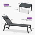 thumbnail image 3 of PURPLE LEAF Oversized 3-Piece Outdoor Lounge Set – Patio Chaise Loungers with Aluminum Frame, Side Table & Wheels for Poolside Sunbathing & Tanning, Includes Pillows，Gray, 3 of 8