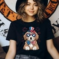 thumbnail image 3 of Patriotic Dog Shirt – Cute 4th of July USA Pup with Hat, Bowtie & Sunglasses Tee, Maroon, Size 5XL, 3 of 6