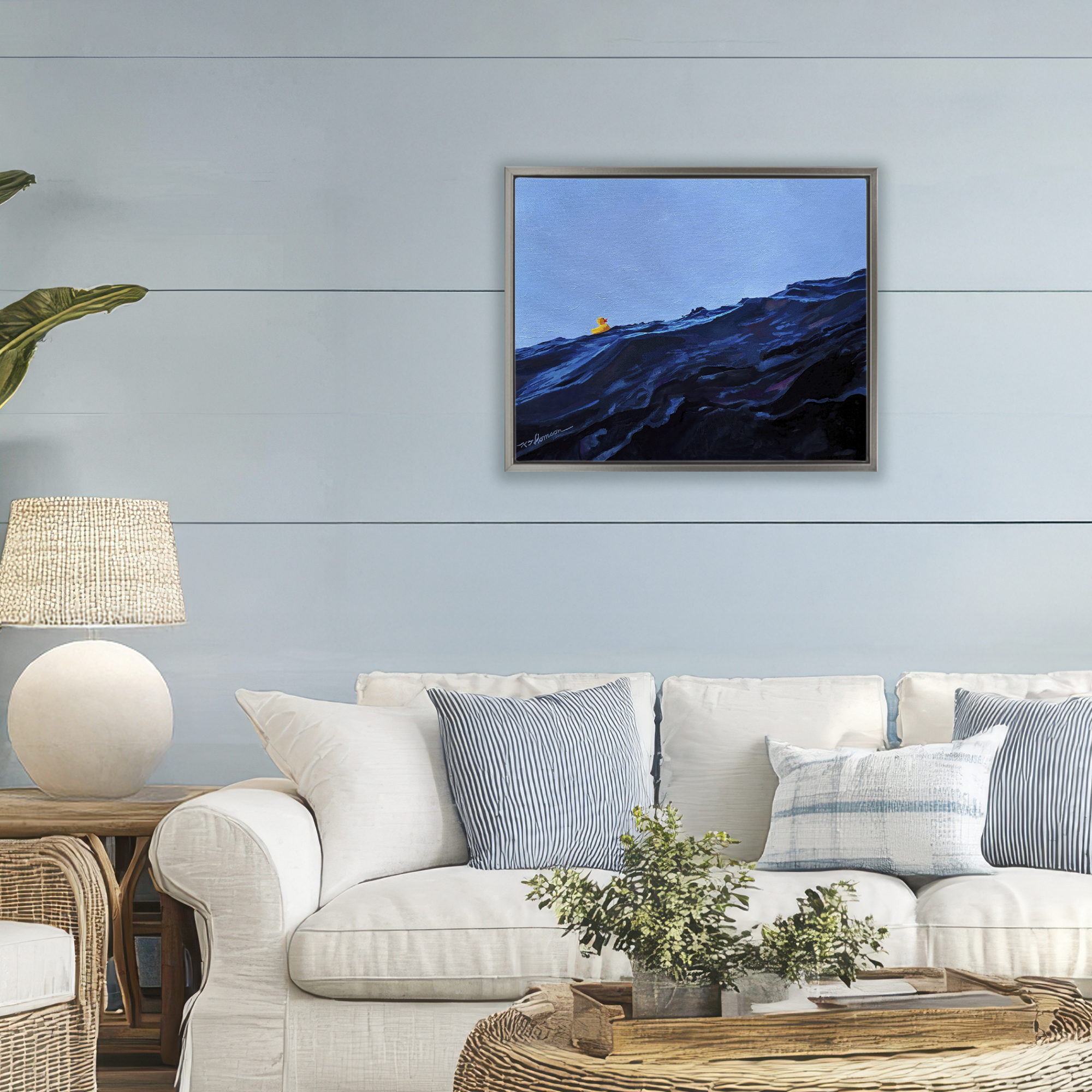 You're The One Duck Gray Framed Floater Canvas Wall Art, design by Keith Thomson