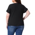 thumbnail image 4 of DARING DIVA Women's Plus Waffle Button V Neck Blouse 3X Black, 4 of 6