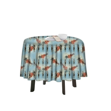 

eloria Viollion Printed Round Table Cloth Resistant Washable Decorative Table Cover for Dining Table