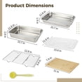 thumbnail image 5 of Stainless Steel Grill Prep & Serve Tray Kit, 15.7 x 11.8 in Large Capacity Pans with Lid, Rack, Cutting Board, Tongs, Brush for BBQ, Outdoor Cooking, 5 of 6