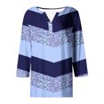 thumbnail image 5 of Blusas de Manga Corta para las Mujeres Impresas 3/4 Manga Cuello Redondo Blusa Casual, Ligero Diario Superior, 5 of 5