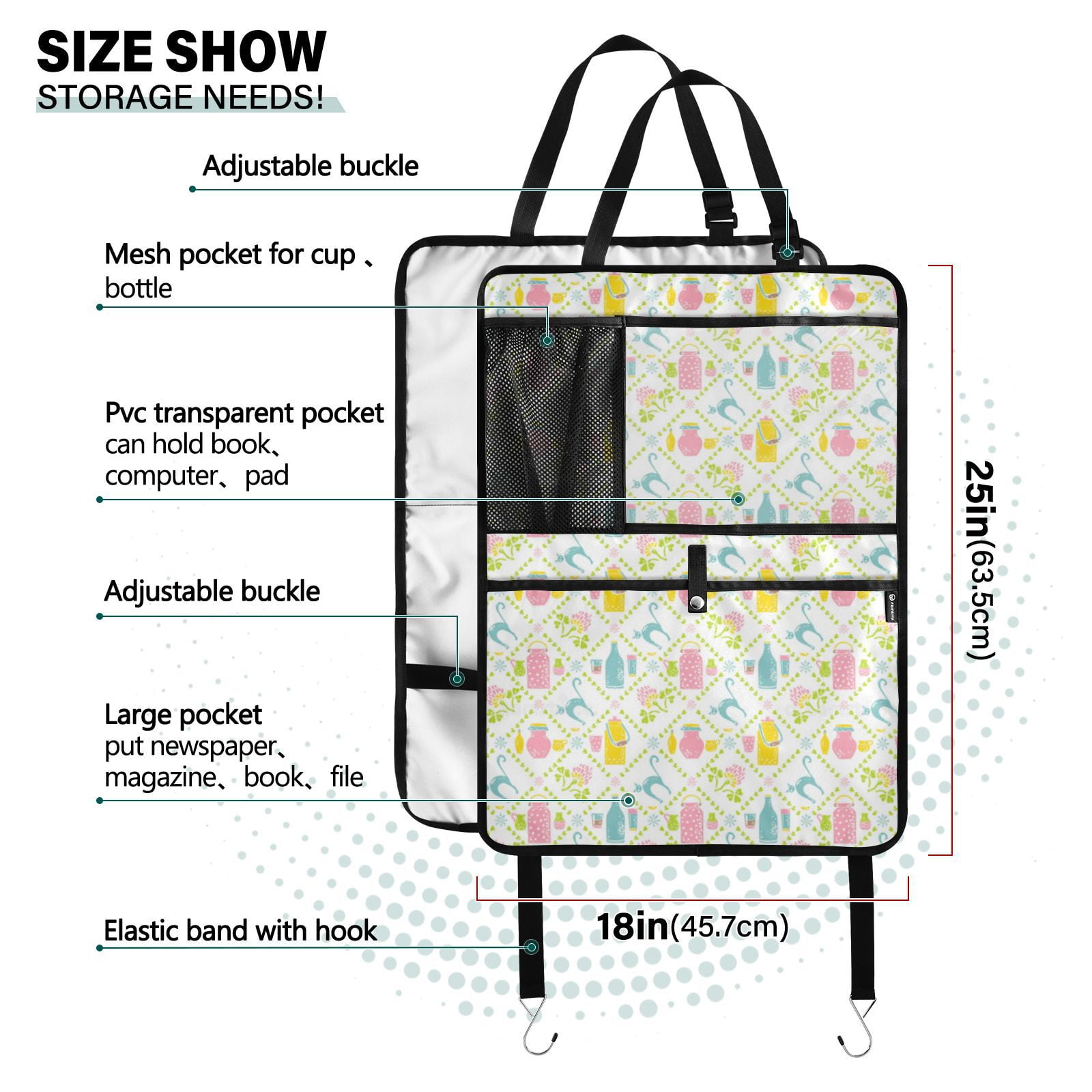 Pretty pastel summer pattern 167 Pack Backseat Protector Seat Covers for Your Car, SUV, Minivan or Truck Seats - Vehicle Back Seat Safety Accessories - Universal Fit Automotive Interior Protectors