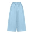 thumbnail image 5 of COMVALUE Women Stretch High Waisted Lounge Capri Palazzo Pant Baggy Flowy Comfy Cropped Trouser with Pocket (Sky Blue, S), 5 of 7