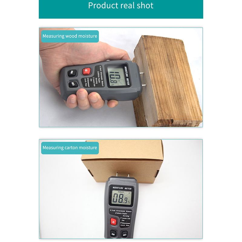 Standard Wood Moisture Meter Hygrometer 2/4 Pin Digital Humidity Tester LCD Display for Trees for Measuring The Percentage of Water in Floor Cordwood 