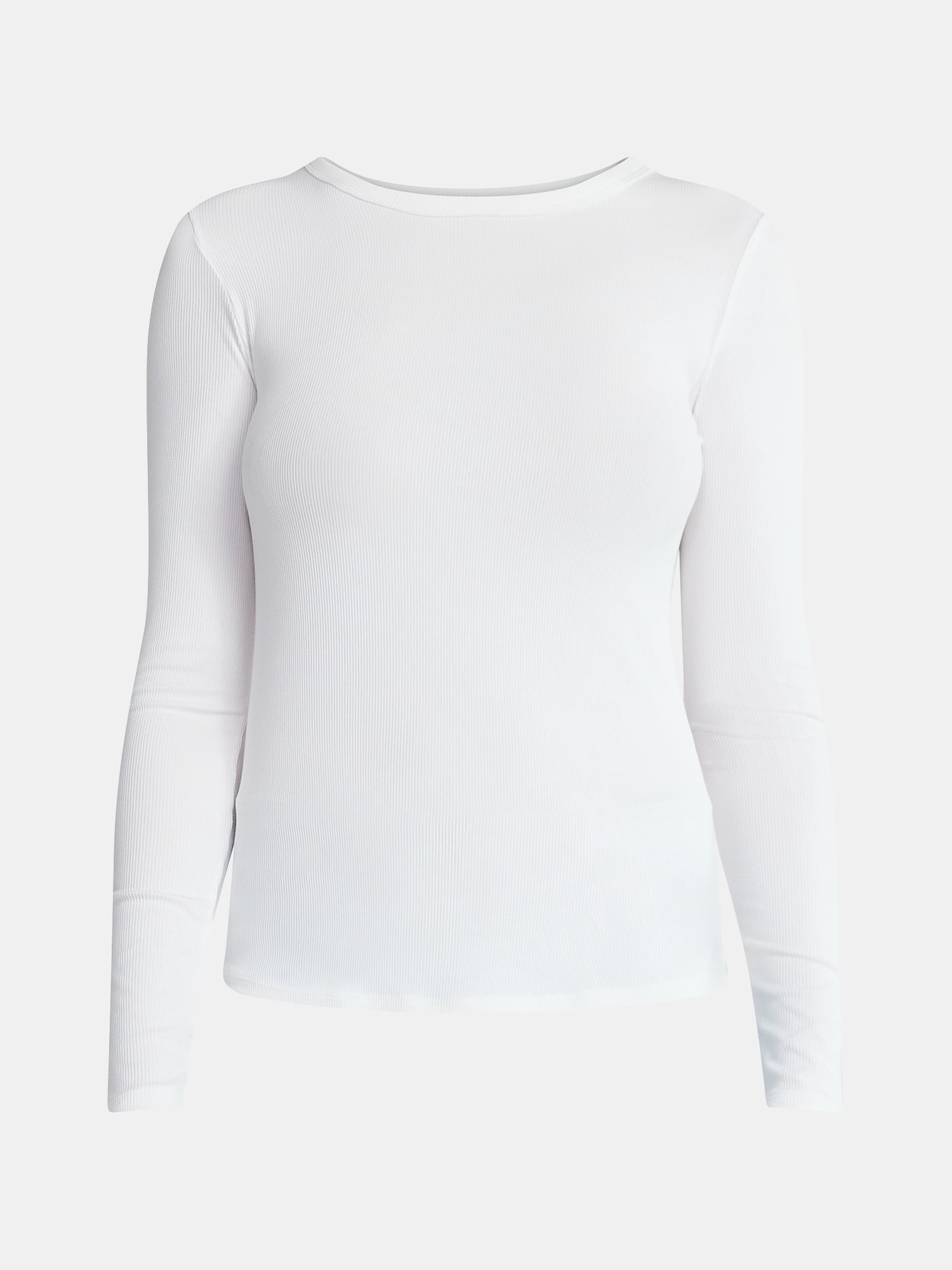 No Boundaries Crewneck Tee with Long Sleeves, Women's & Women's Plus XXS-4X