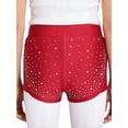 thumbnail image 2 of vastwit Girls Rhinestone Shorts Glitter Dance Ballet Tumbling Shorts Athletic Gymnastics Hot Pants Dancewear Burgundy 6, 2 of 6