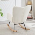 thumbnail image 5 of AUU Tufted Teddy Fabric Glider Rocking Chair for Living Room, Upholstered Accent Chair with Metal Frame, 5 of 13