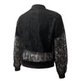 thumbnail image 5 of FINALGANG Men's Coat Sheer Lace Bomber Jacket Solid Color Floral Pattern Long Sleeve Zipper Front Coat With Ribbed Trim For Party Casual Daily Wear Classic Outerwear, 5 of 5