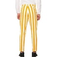 thumbnail image 3 of Pantalones de vestir ajustados a rayas para hombre Inspire Chic, color bloque, 30 amarillo y blanco, 3 of 5