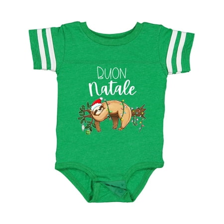 

Inktastic Buon Natale Cute Christmas Sloth in Santa Hat with Lights Boys or Girls Baby Bodysuit