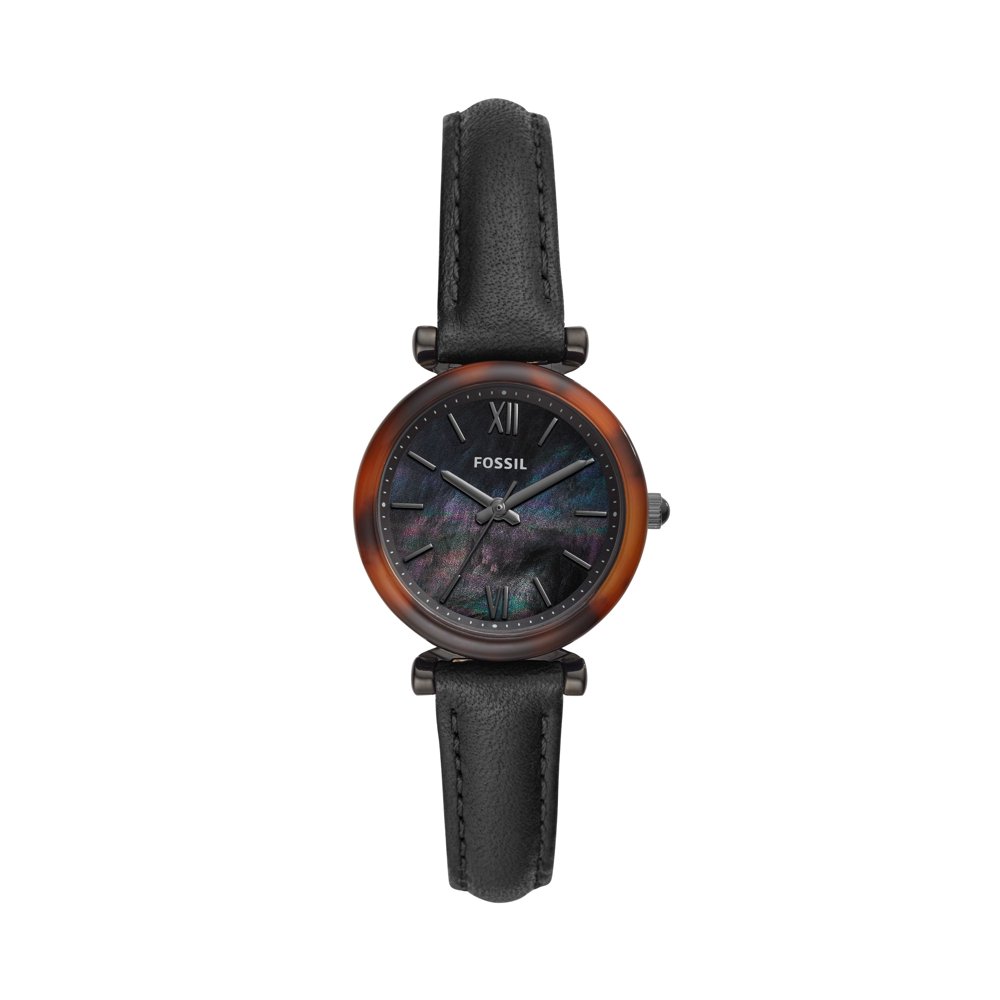 Fossil Fossil Women's Carlie Mini ThreeHand Black Leather Watch