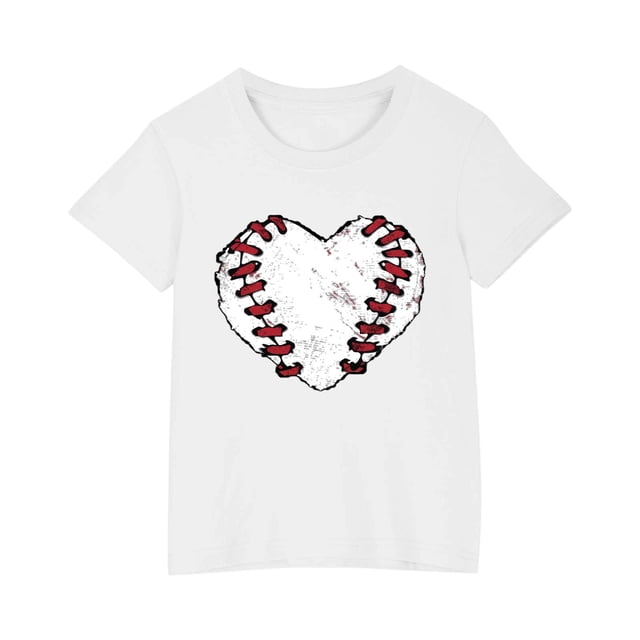 Robe à Manches Courtes Chemise à Manches Courtes pour Tout-Petits Garçons Filles Imprimé Baseball T-Shirt Mode Mignon Col Rond Imprimé Haut à Manches Courtes Chemise de Baseball pour Garçons Hauts à Manches Courtes