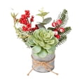 thumbnail image 2 of Euahivb Christmas Artificial Greenery Decor Farmhouse Floral Arrangement with Pine Berries and Succulent in Rustic Tin Pot for Holiday Tabletop Shelf Centerpiece, 2 of 7
