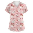 thumbnail image 2 of Garbnen Women Scrub Tops Christmas Workwear Scrubs Women Short Sleeve V Neck Snowman Print Nurse Working Uniforms with Pockets, 2 of 6