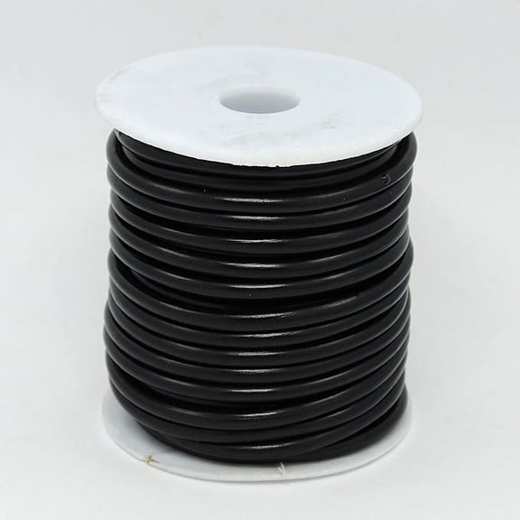 1Roll Synthetic Rubber Cord Hollow with White Plastic Spool Black 5mm Hole: 3mm 10.93 yards(10m)/roll