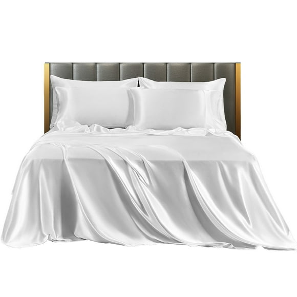 Labymos Bedding Six Piece Set Household European and American Solid Color One Piece Imitation Silk