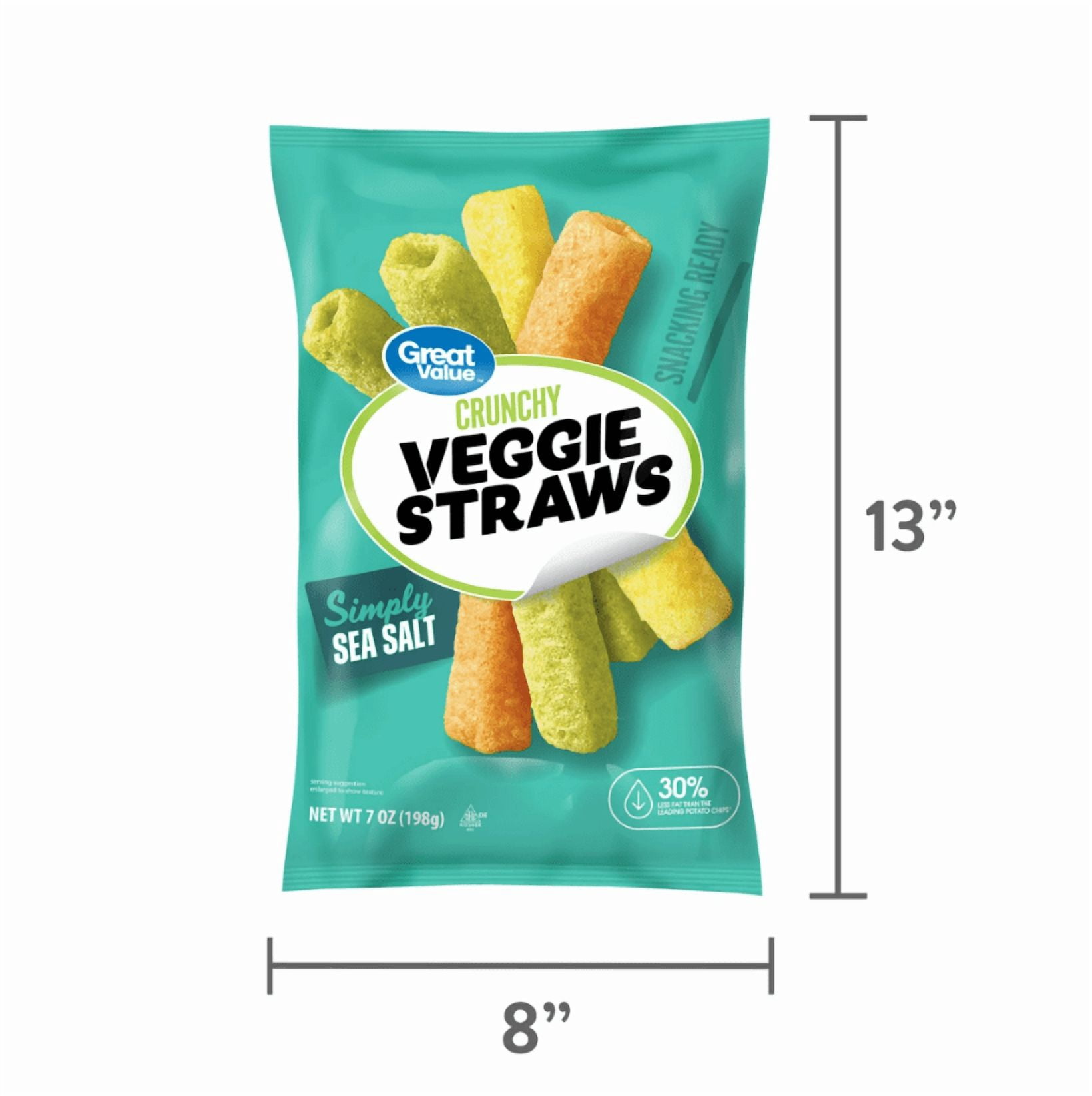 (3 pack) Great Value Sea Salt Veggie Straws, 7 oz