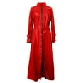 thumbnail image 4 of IROINNID Women's Long Trench Coat Stand Collar Solid Color Long Sleeve Autumn And Winter Long Imitation Windbreaker ooo, Red, 4 of 5