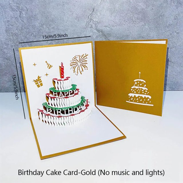 Tarjetas de Felicitación de cumpleaños Pop Up 3D, reproducción automática, música, luz LED cálida, tarjeta de pastel de cumpleaños, regalos para mamá, esposa, hermana, niño, niña, amigos