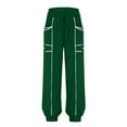 thumbnail image 5 of FUNUONY Womens Wide Leg Barrel Pants Elastic High Waisted Trousers Loose Casual Palazzo Pants with Pockets Cropped Relax Fit Trouser Ankle Pants Baggy Summer Pants Blackish Green Xl, 5 of 6
