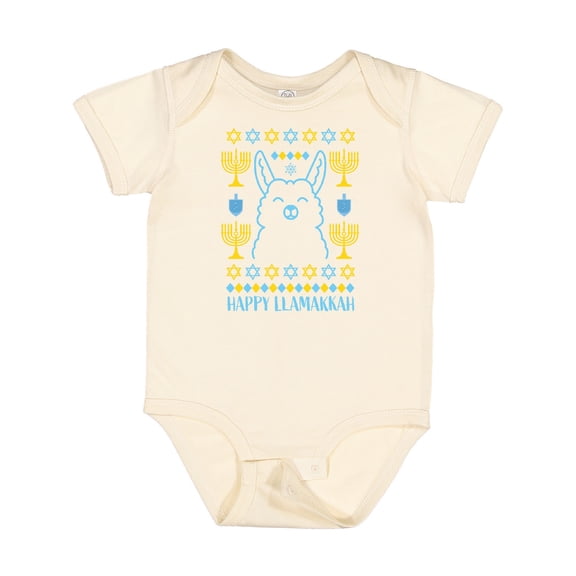 Inktastic Hannukkah Happy Llamakkah with Menorah Boys or Girls Baby Bodysuit
